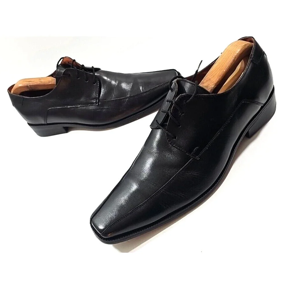 Jason & Justin Collection ~Men's Size 9.5~ Black Leather Dress Oxford Shoes.